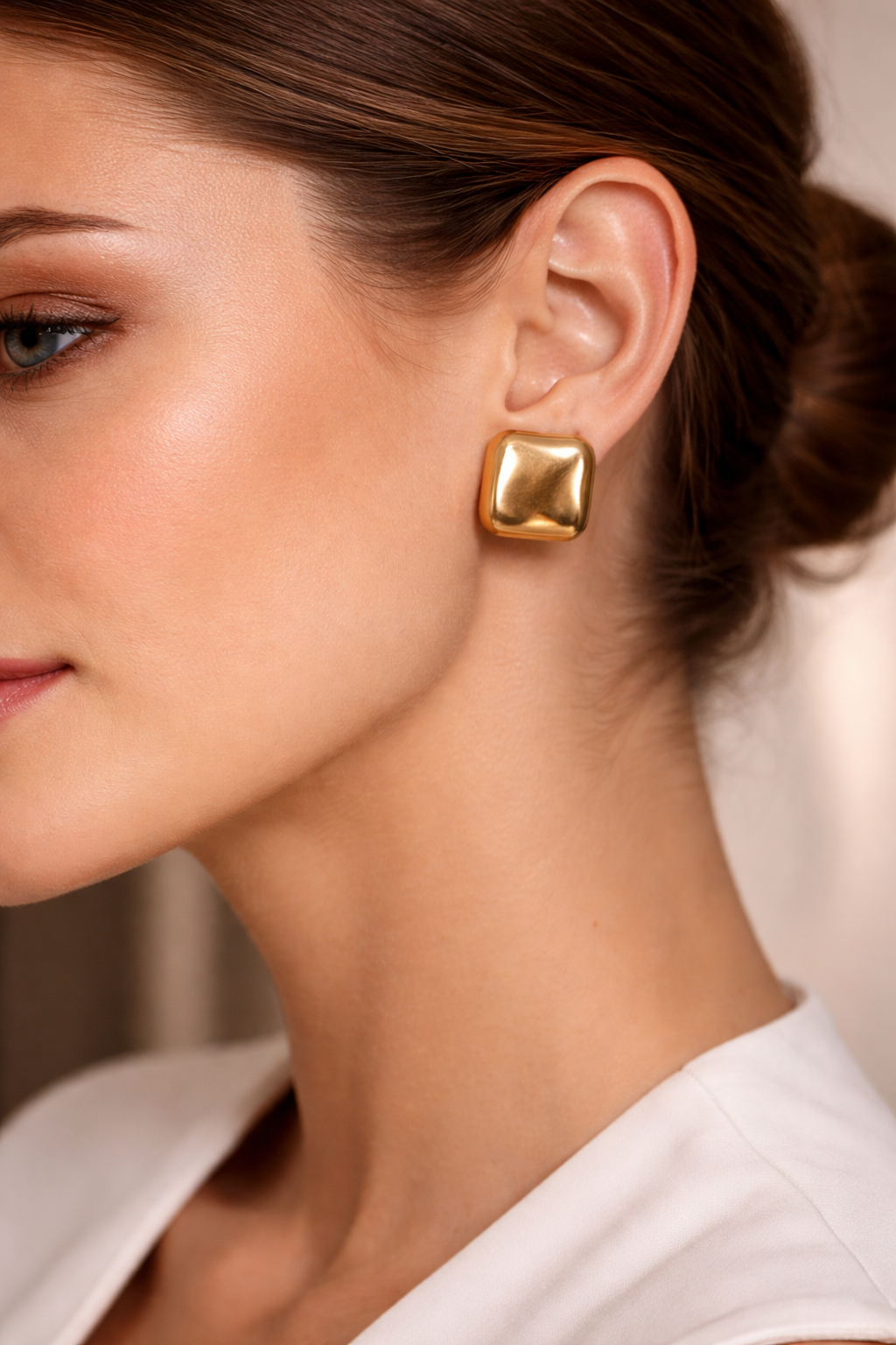 Luxe Gold Cushion Stud Earrings