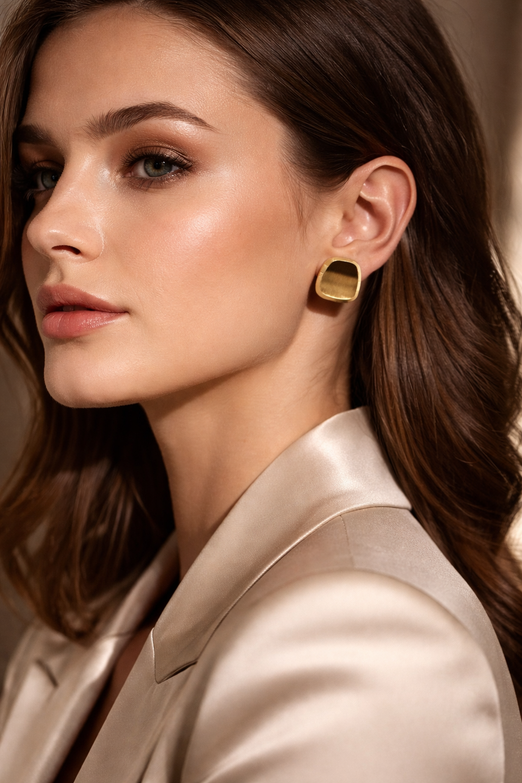 Brushed Gold Statement Studs