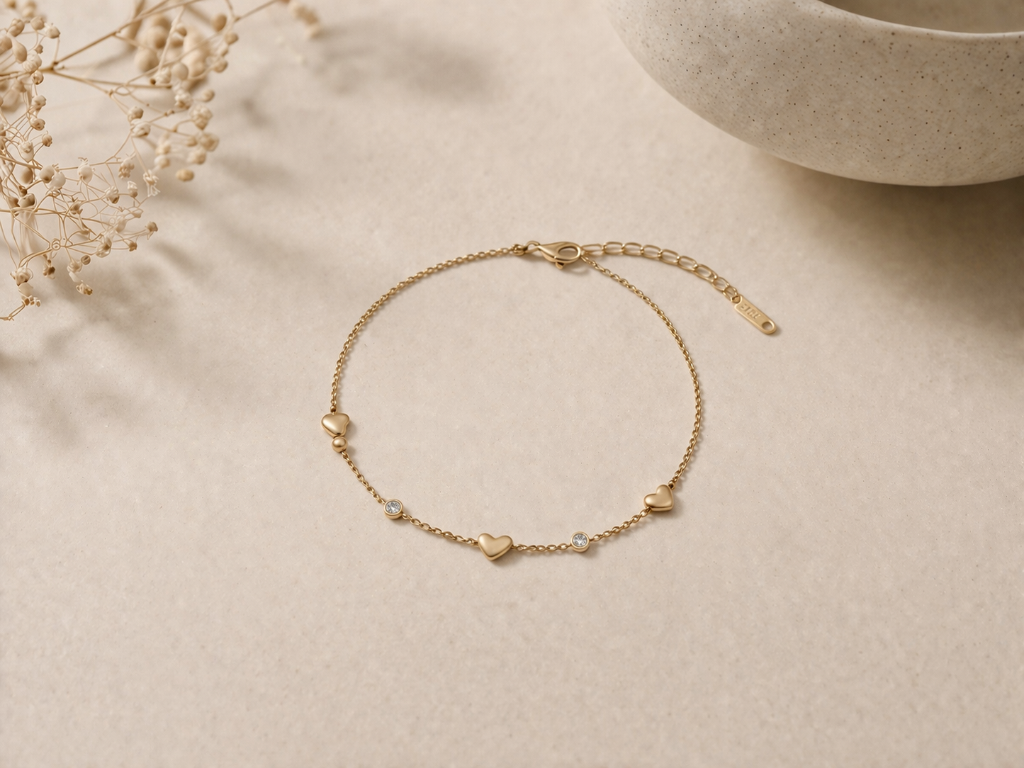 Gold Heart Charms Bracelet