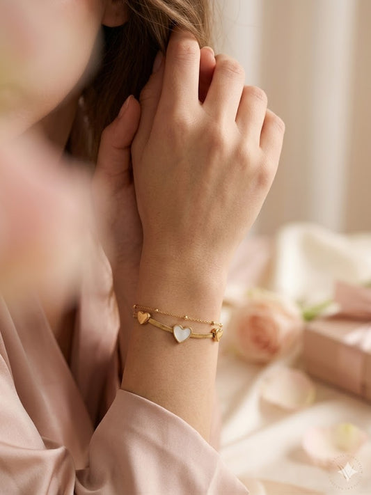 Golden Harmony Dual-Layer Heart Bracelet