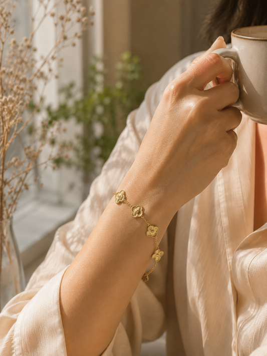 Gold-Plated Floral Chain Bracelet