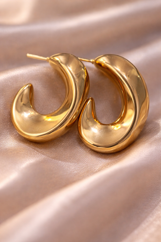 Sculpted Gold Statement Hoops