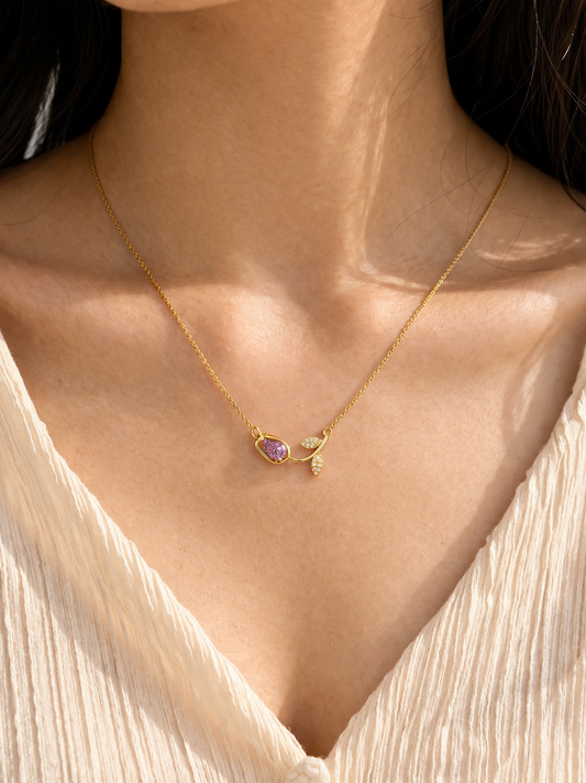 Rosé Drop Leaf Necklace