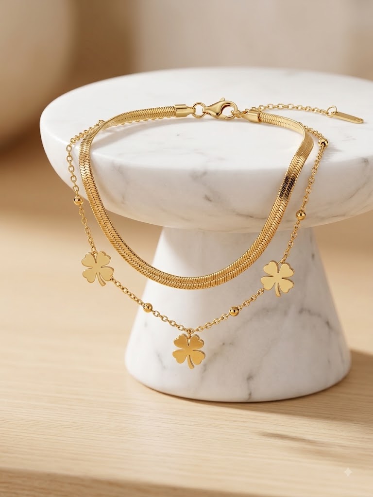 Clover Luxe Double-Layer Bracelet