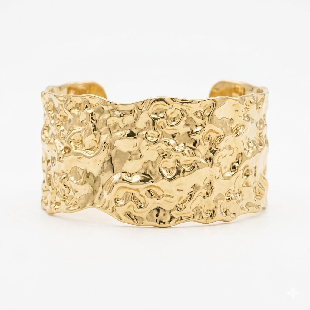 Molten Texture Gold-Tone Statement Cuff