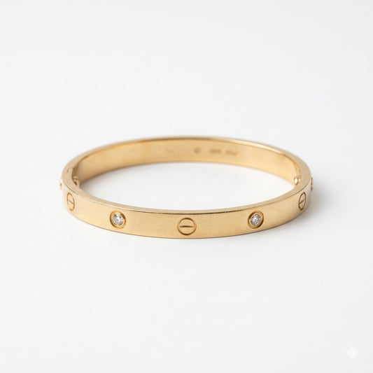 Timeless Screw Motif Gold-Tone Crystal Bangle