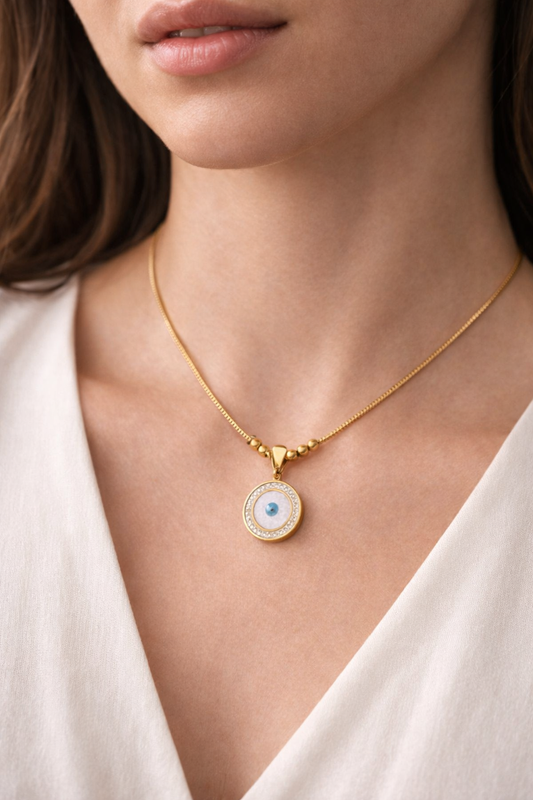 Evil Eye Aura Gold Necklace