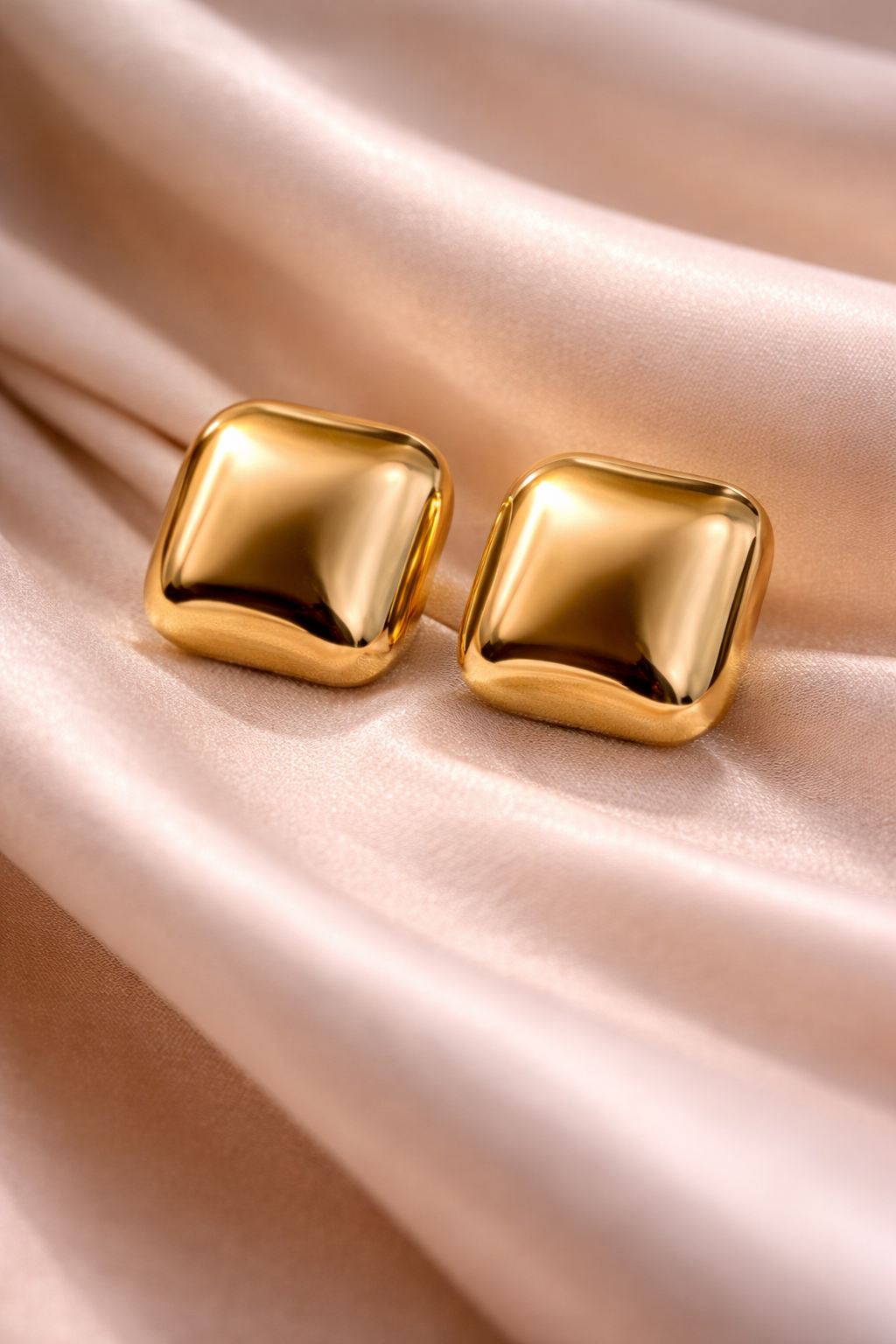 Luxe Gold Cushion Stud Earrings