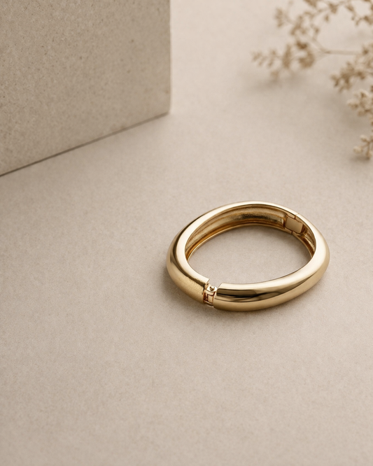 Minimal Luxe High-Polish Gold Dome Bangle