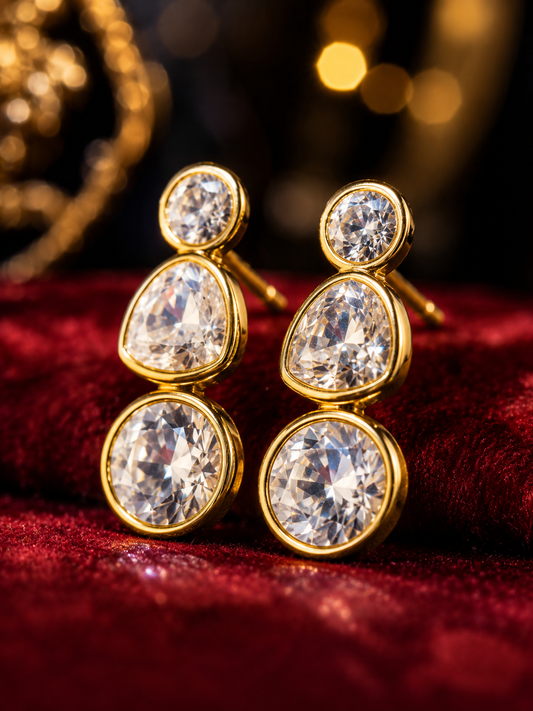Aurora Trio Crystal Drop Earrings