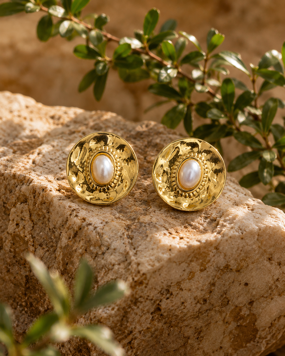 Aurelia Pearl Medallion Stud Earrings