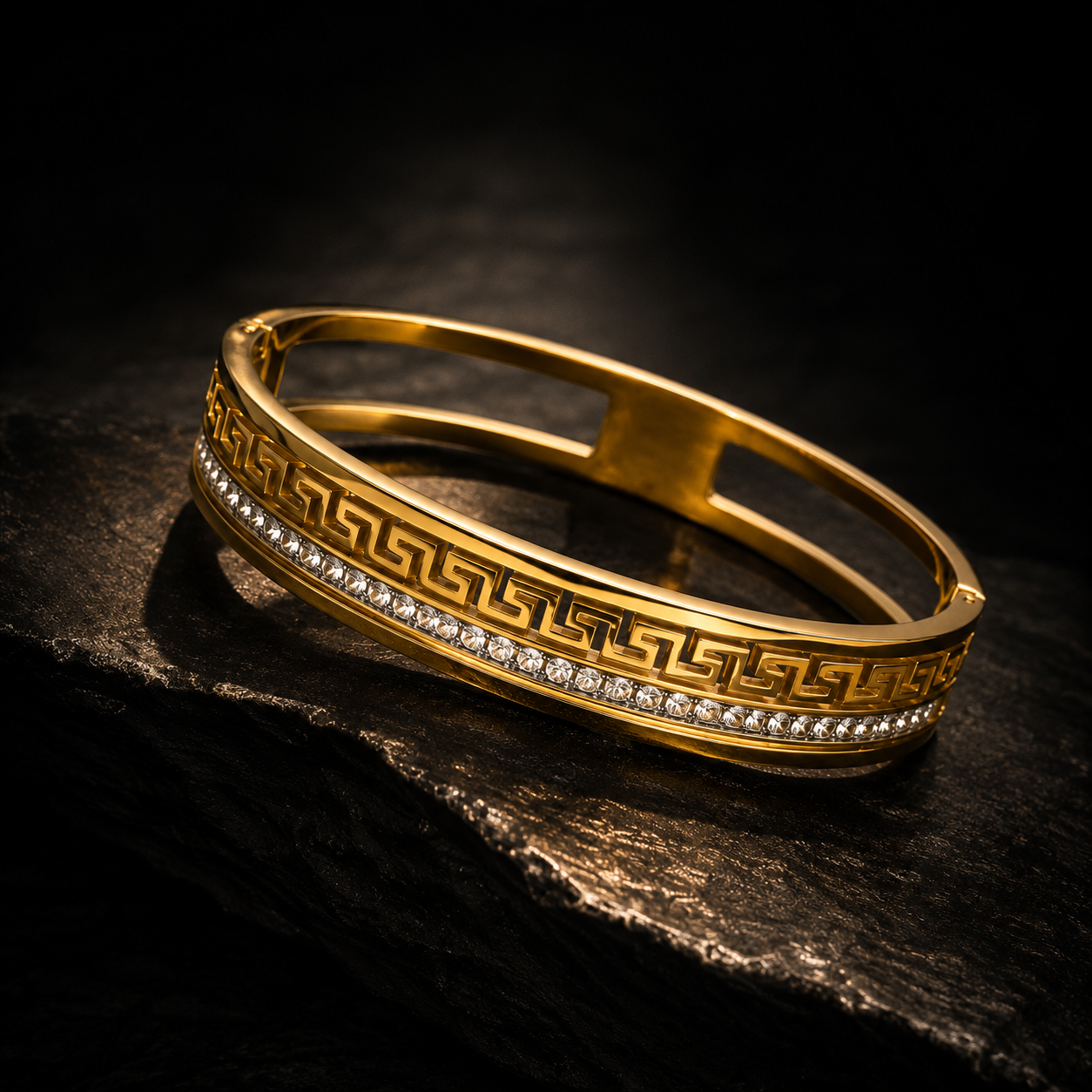 Imperial Greek Crystal Cuff Bracelet