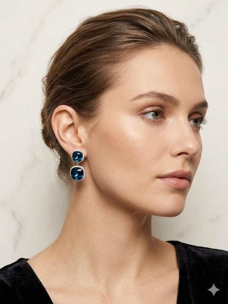 Royal Blue Double Drop Earrings