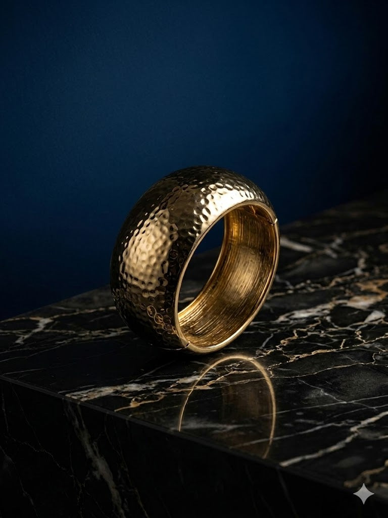 Luxe Hammered Gold Statement Cuff Bangle