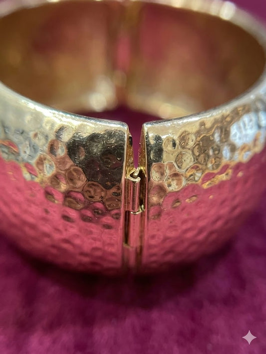 Luxe Hammered Gold Statement Cuff Bangle