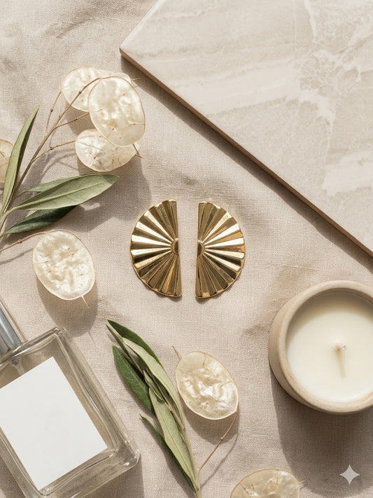Aurora Gold Fan Stud Earrings