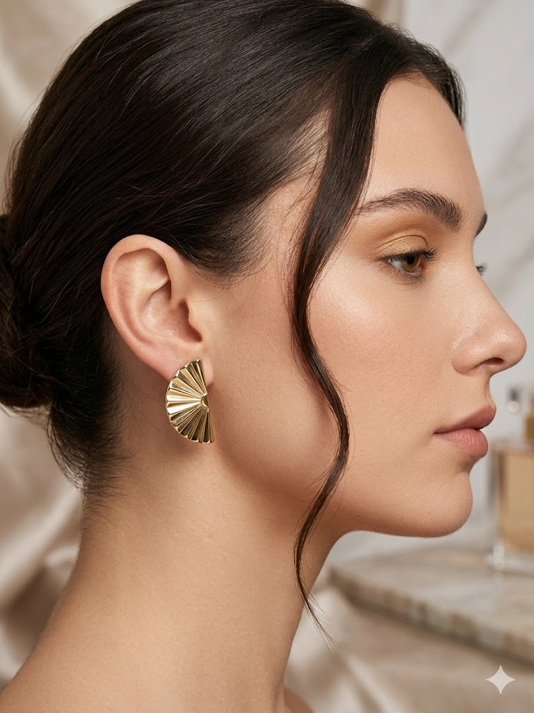 Aurora Gold Fan Stud Earrings