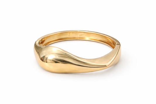 Sculpted Wave Gold-Tone Statement Bangle