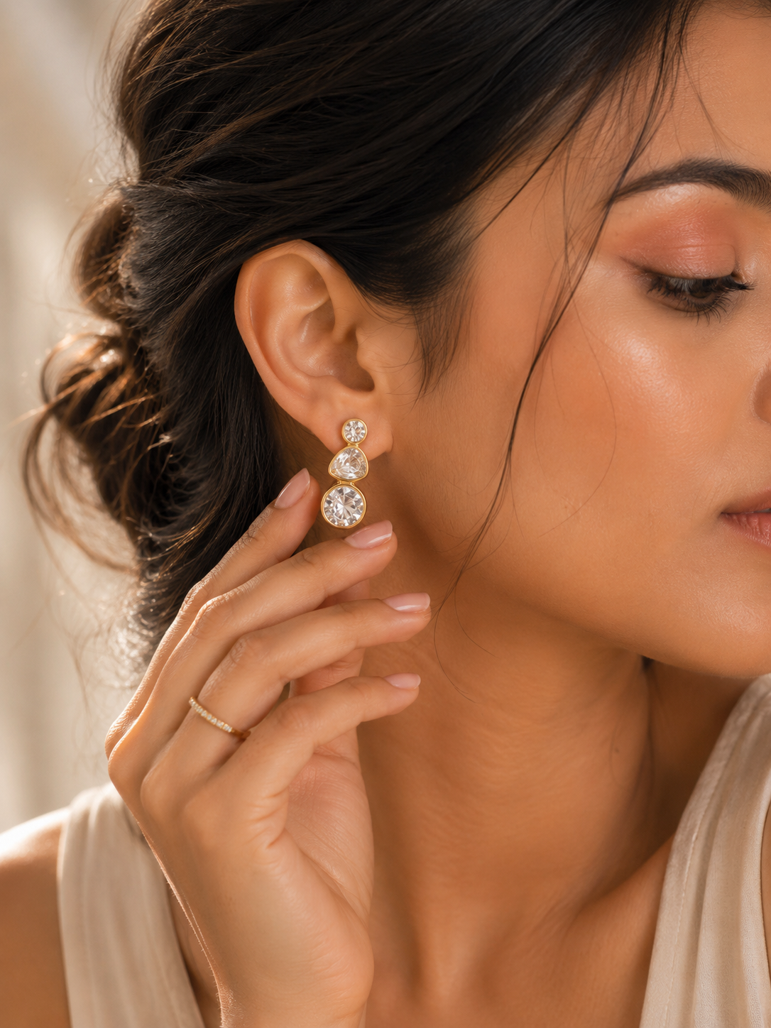 Aurora Trio Crystal Drop Earrings