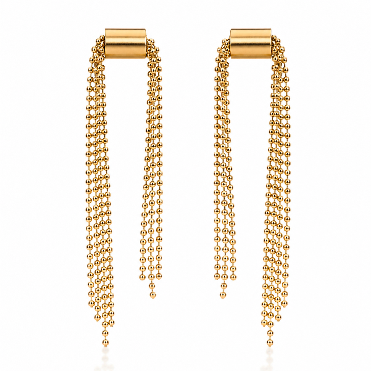 Golden Cascade Tassel Drop Earrings