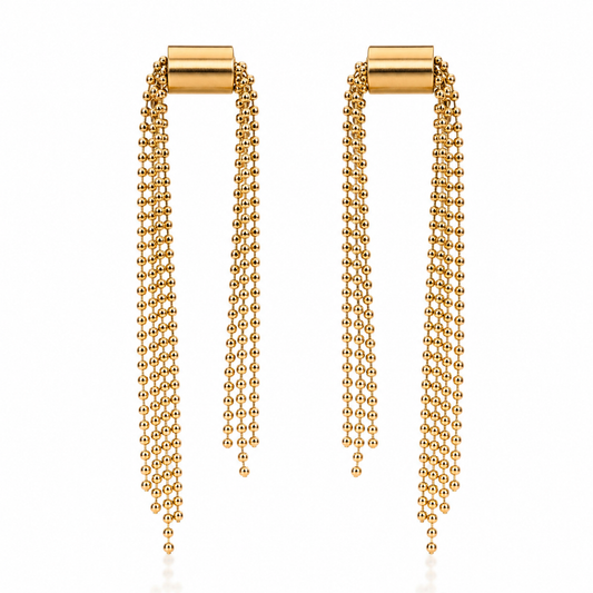 Golden Cascade Tassel Drop Earrings