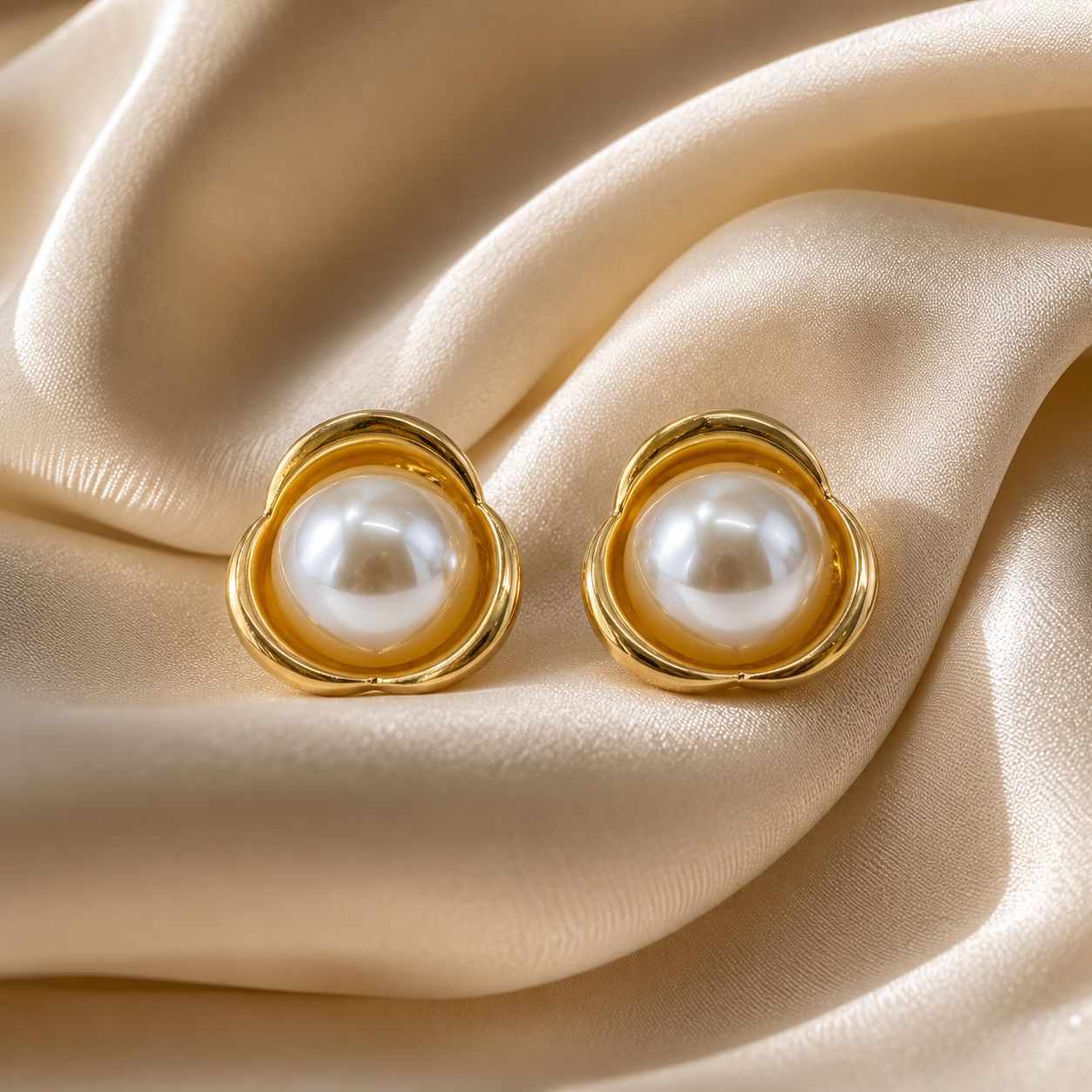 Pearl Blossom Stud Earrings