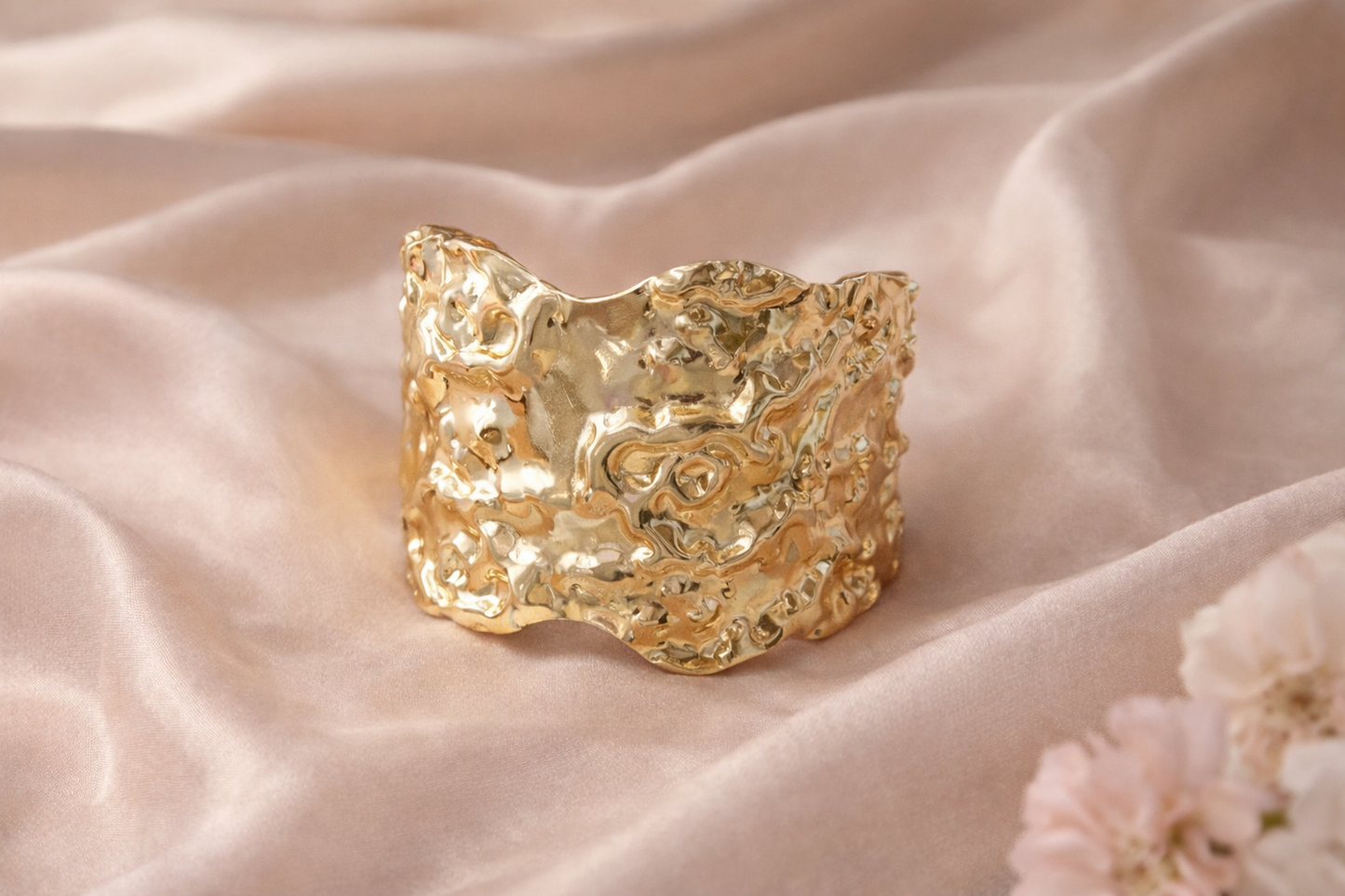Molten Texture Gold-Tone Statement Cuff