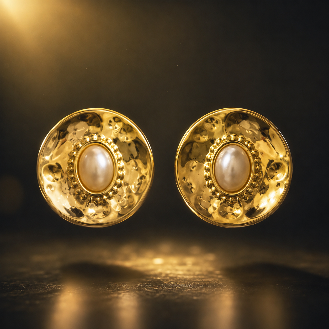 Aurelia Pearl Medallion Stud Earrings