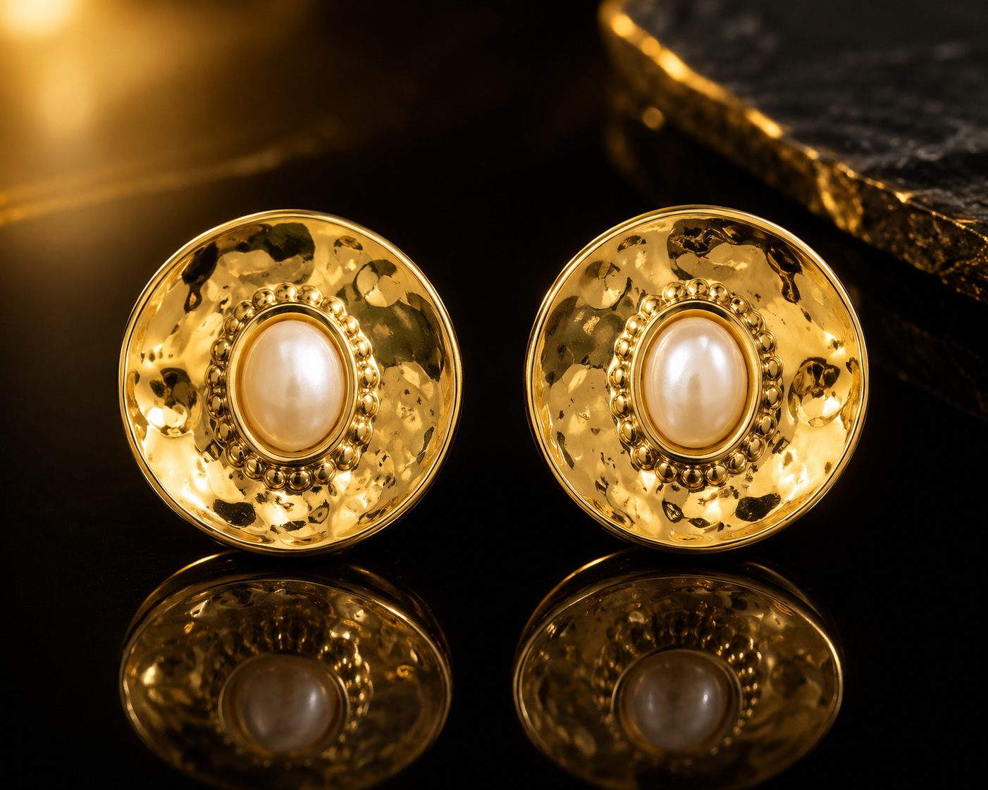 Aurelia Pearl Medallion Stud Earrings