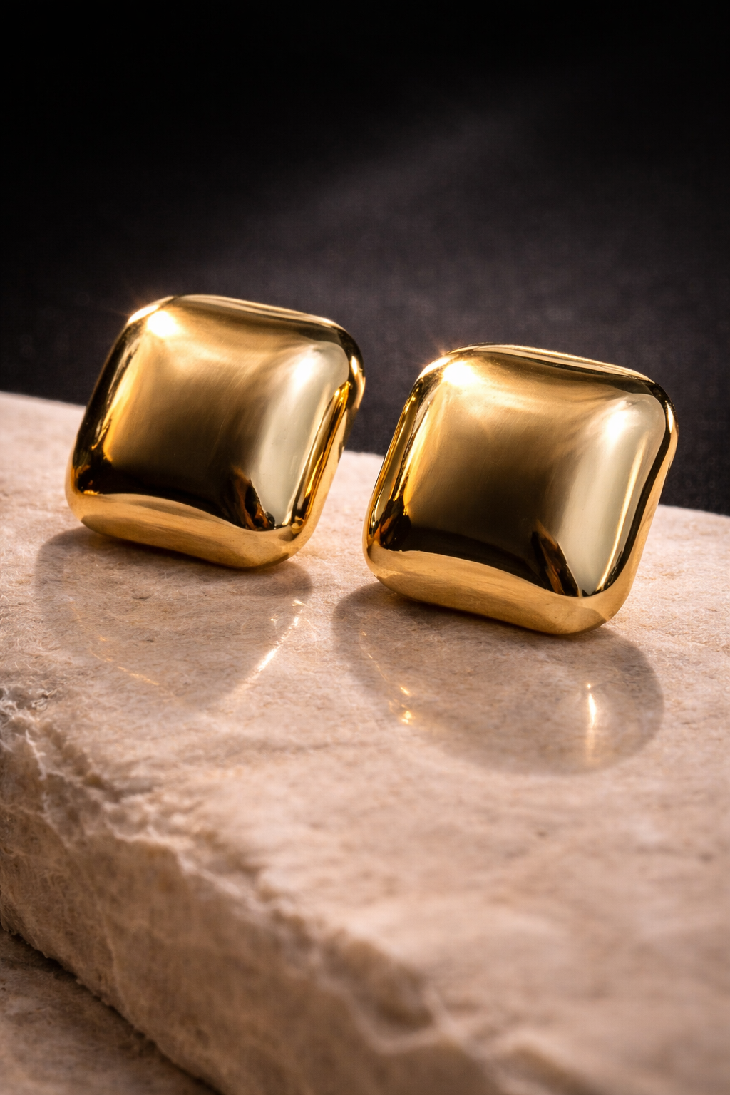 Luxe Gold Cushion Stud Earrings