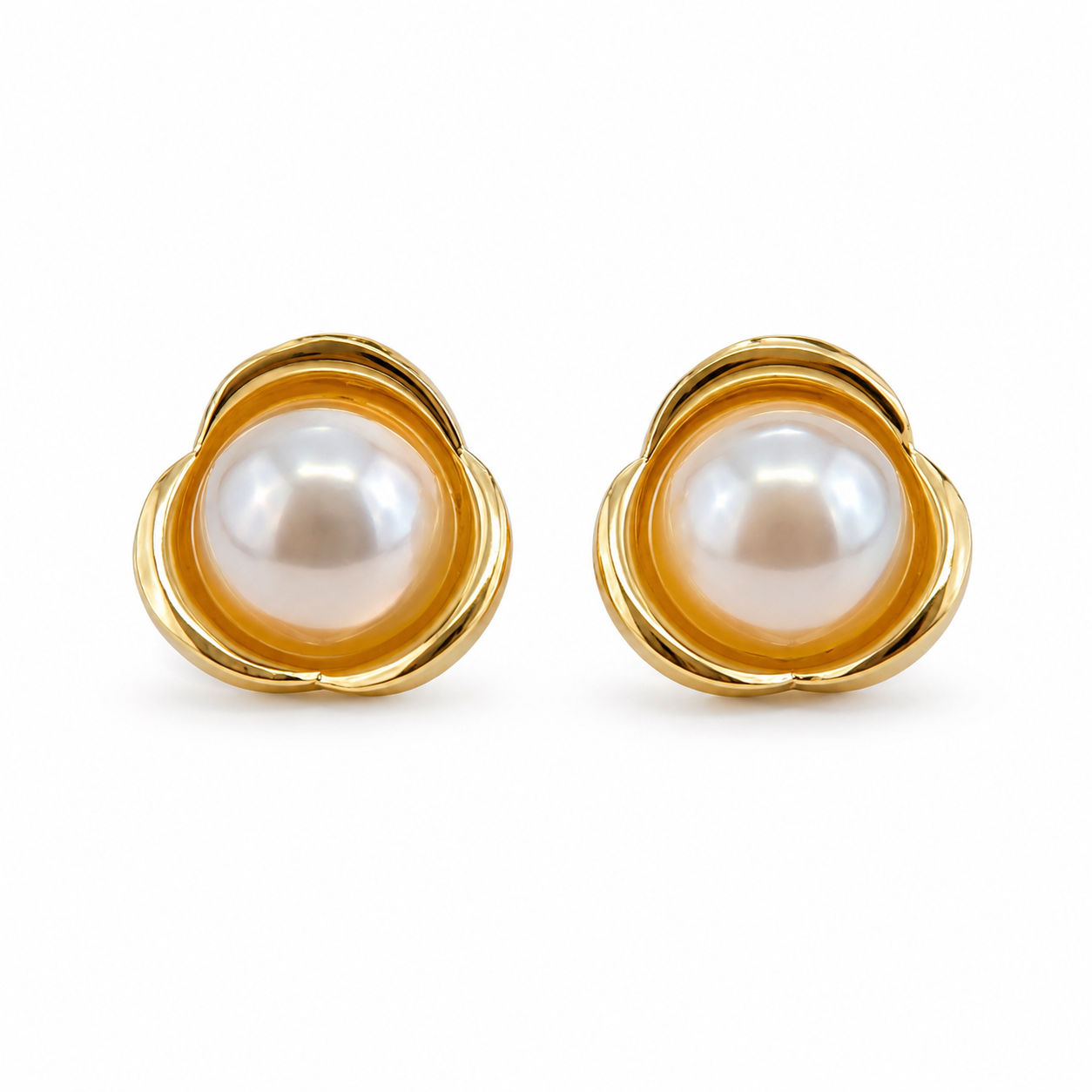 Pearl Blossom Stud Earrings