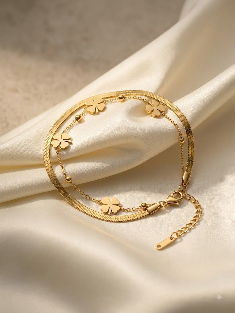 Clover Luxe Double-Layer Bracelet