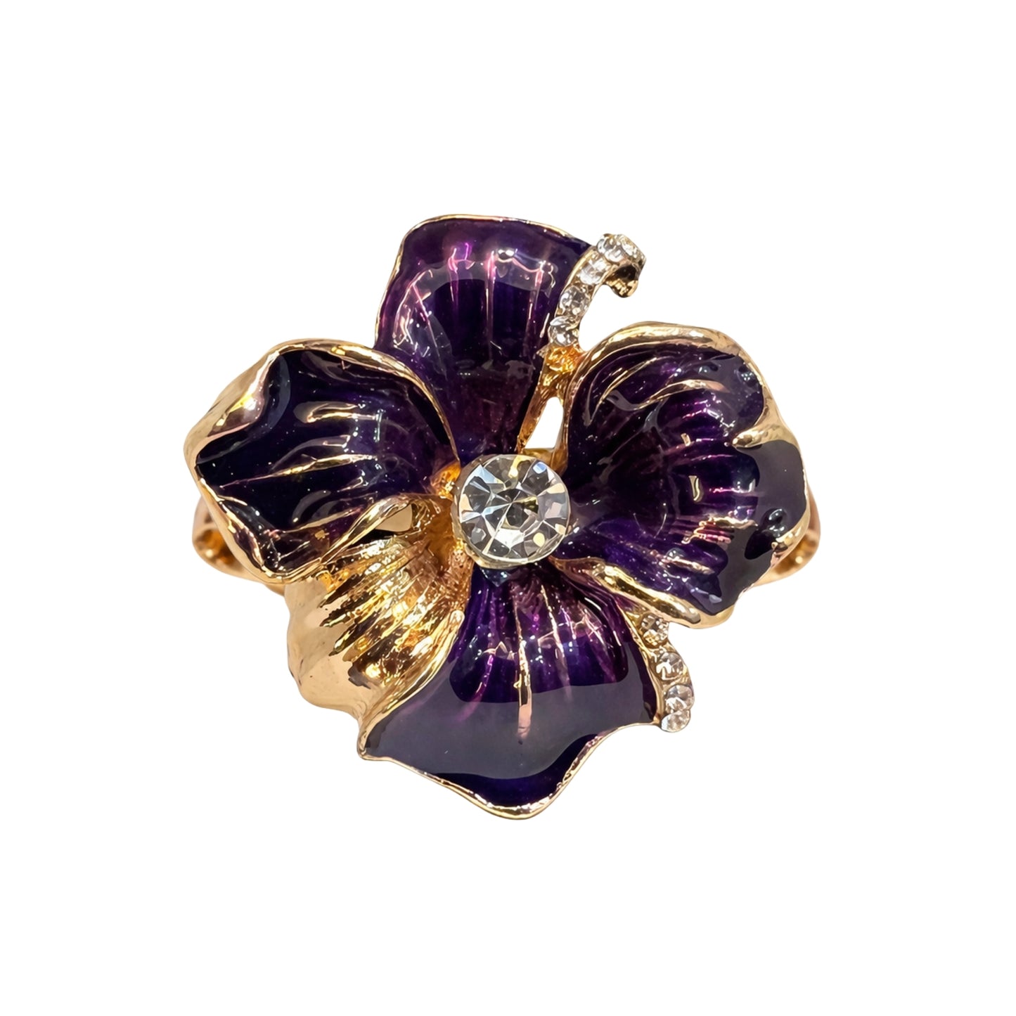 Midnight Violet Floral Statement Ring