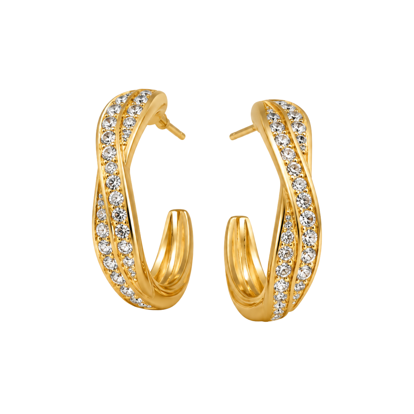 Crystal Twist Hoop Earrings