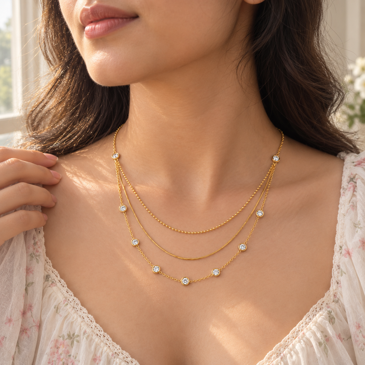Celestial Layered Crystal Necklace