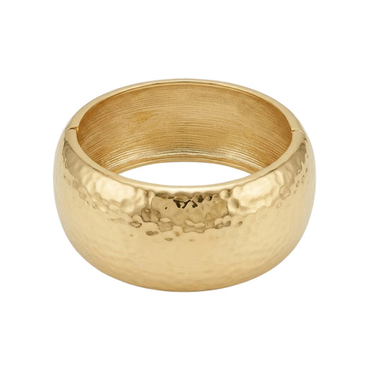 Luxe Hammered Gold Statement Cuff Bangle