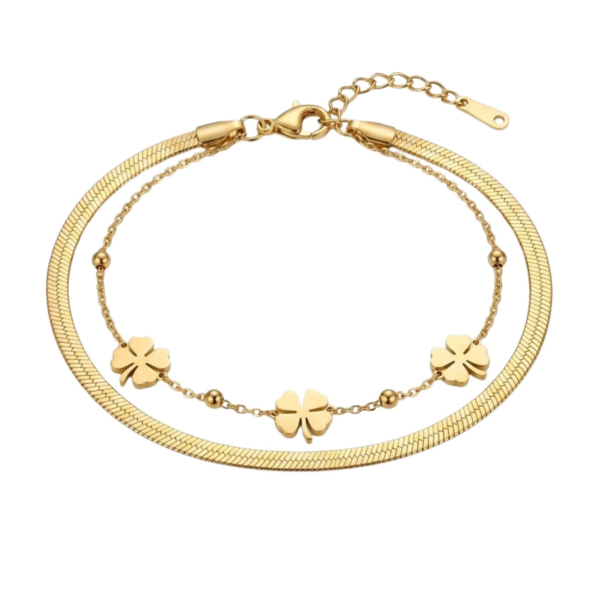 Clover Luxe Double-Layer Bracelet