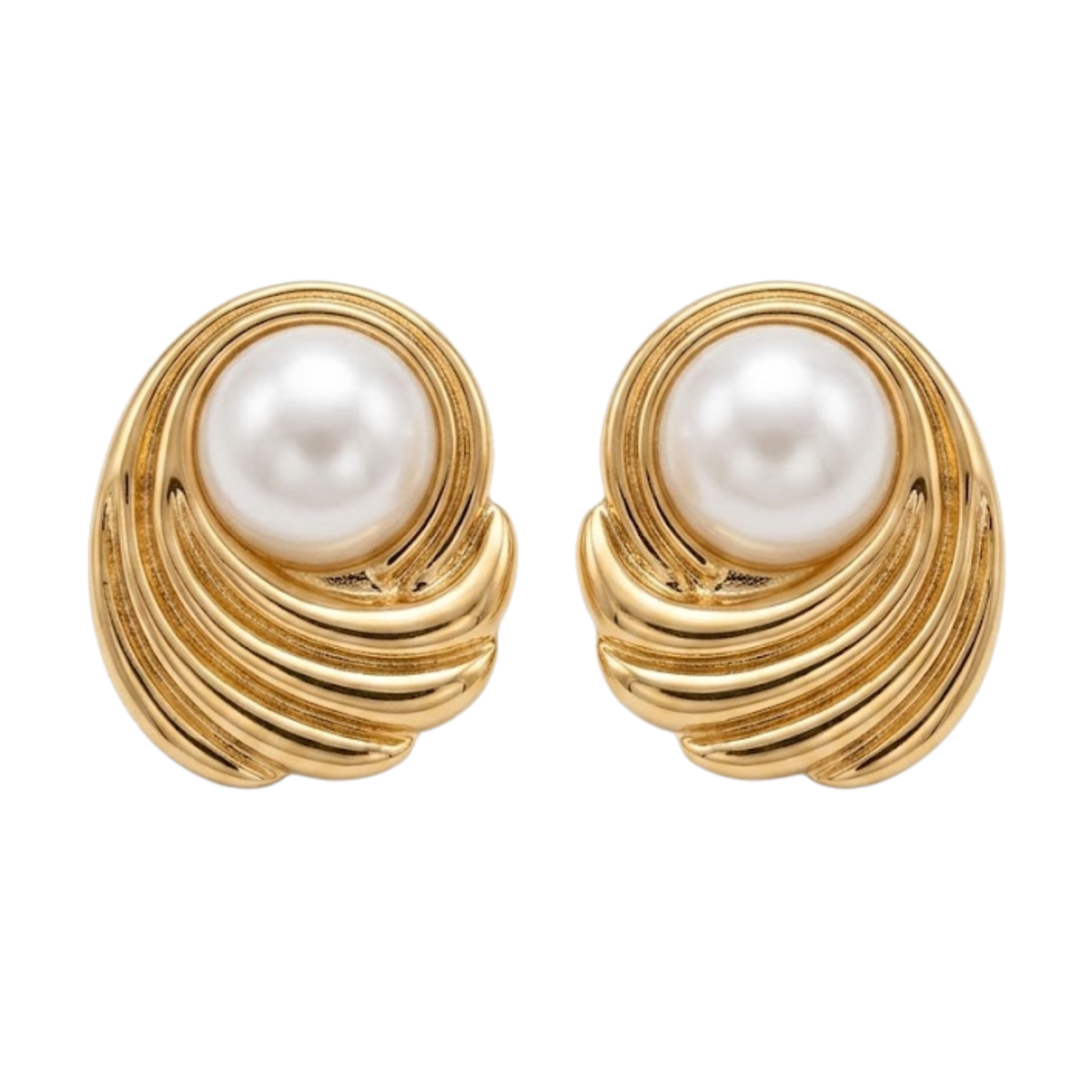 Gold-Plated Pearl Statement Earrings