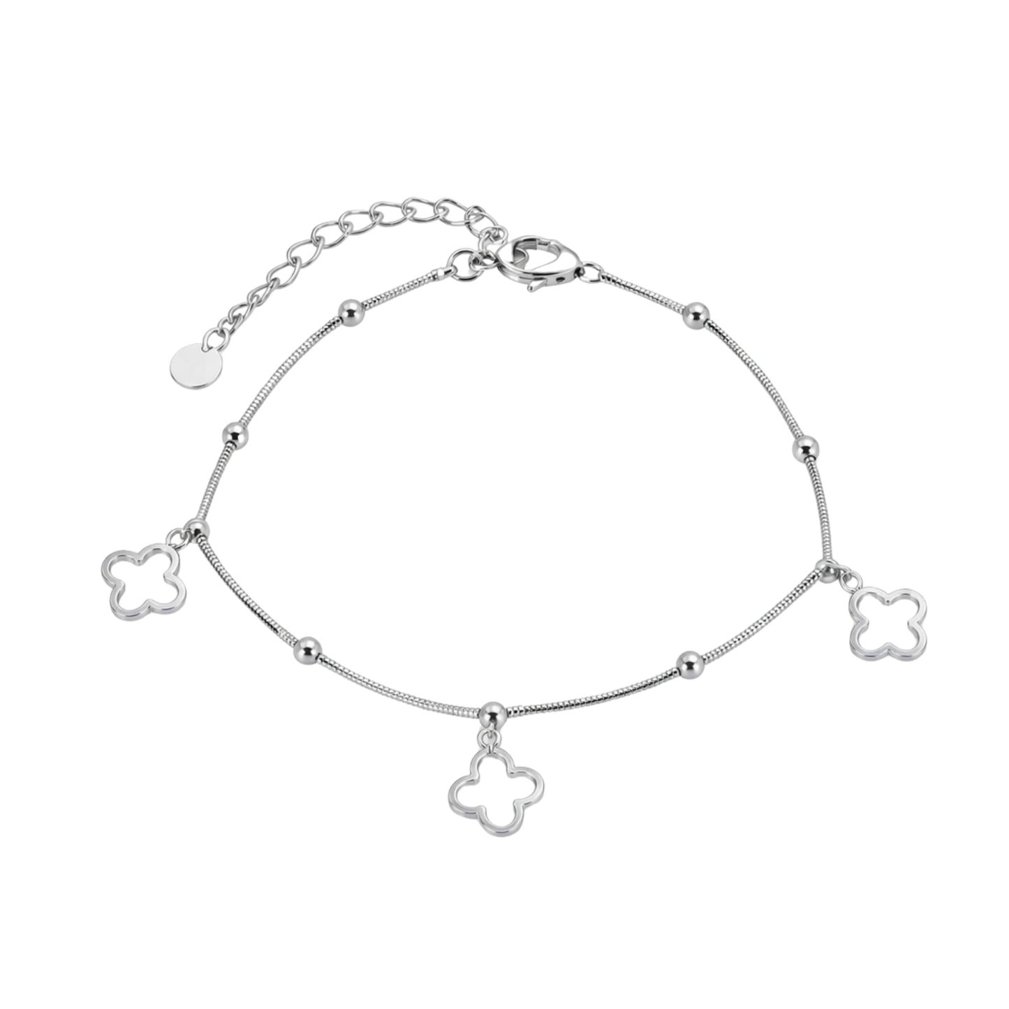 Noir Clover Chain Bracelet – Silver Edition