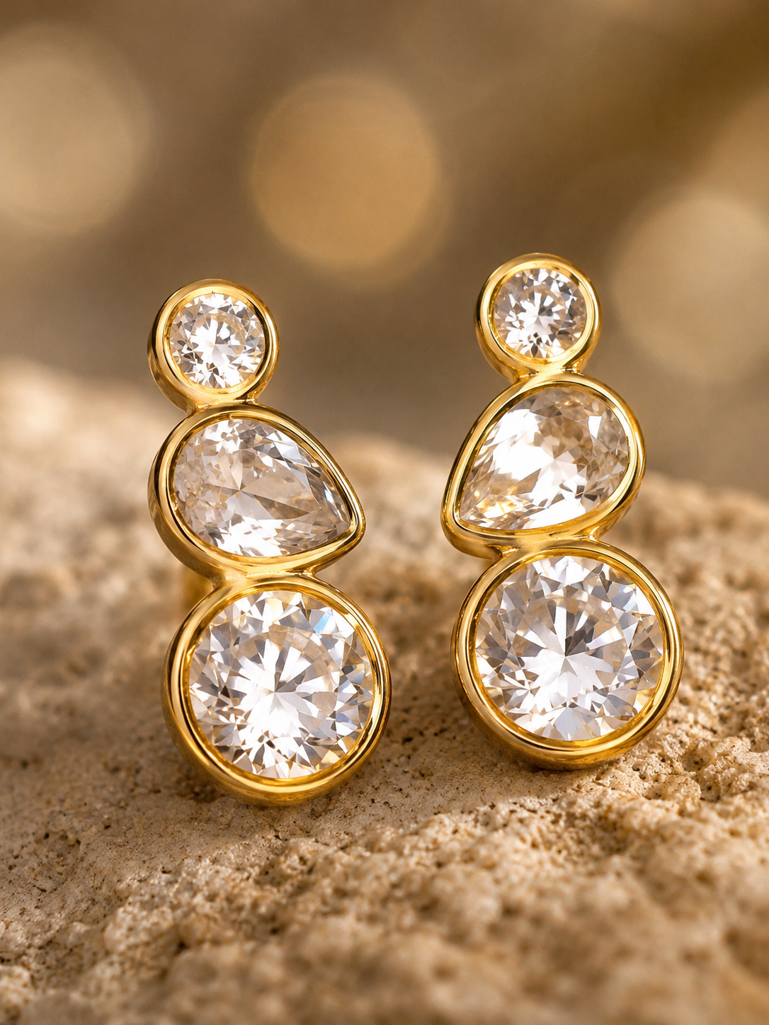 Aurora Trio Crystal Drop Earrings