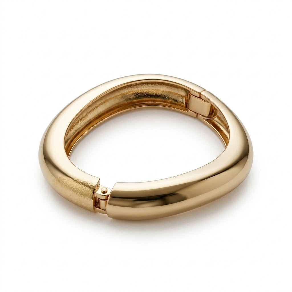 Minimal Luxe High-Polish Gold Dome Bangle