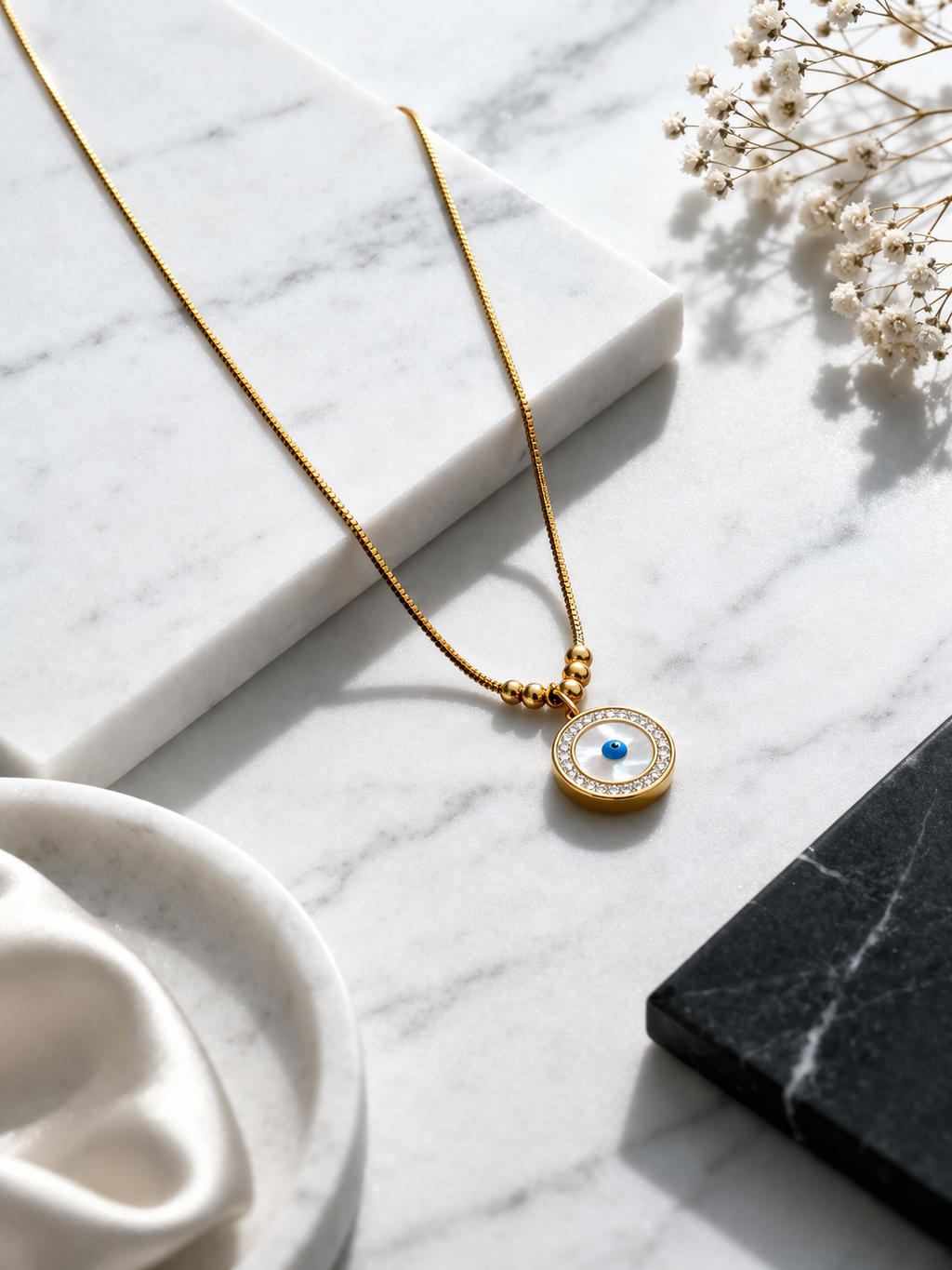 Evil Eye Aura Gold Necklace
