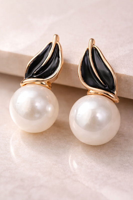Midnight Pearl Drop Earrings