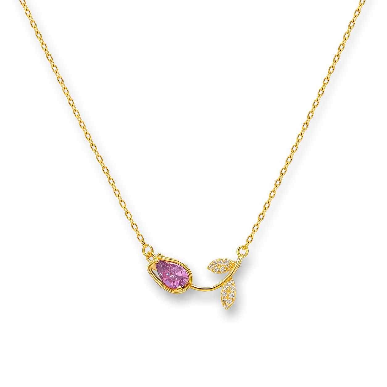 Rosé Drop Leaf Necklace