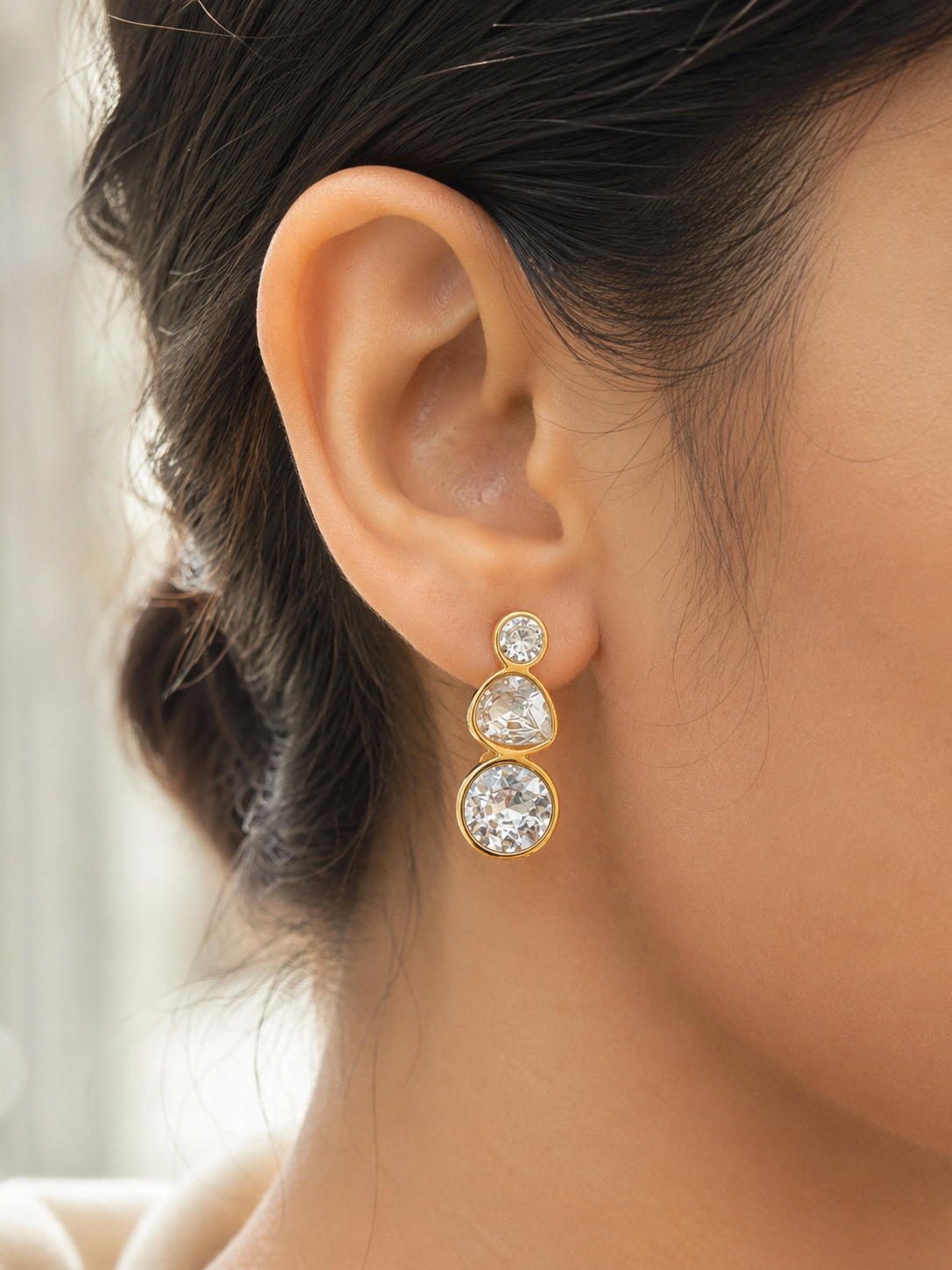 Aurora Trio Crystal Drop Earrings