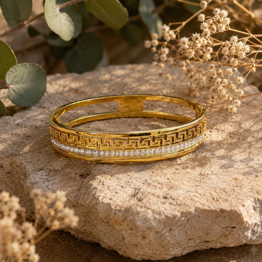 Imperial Greek Crystal Cuff Bracelet