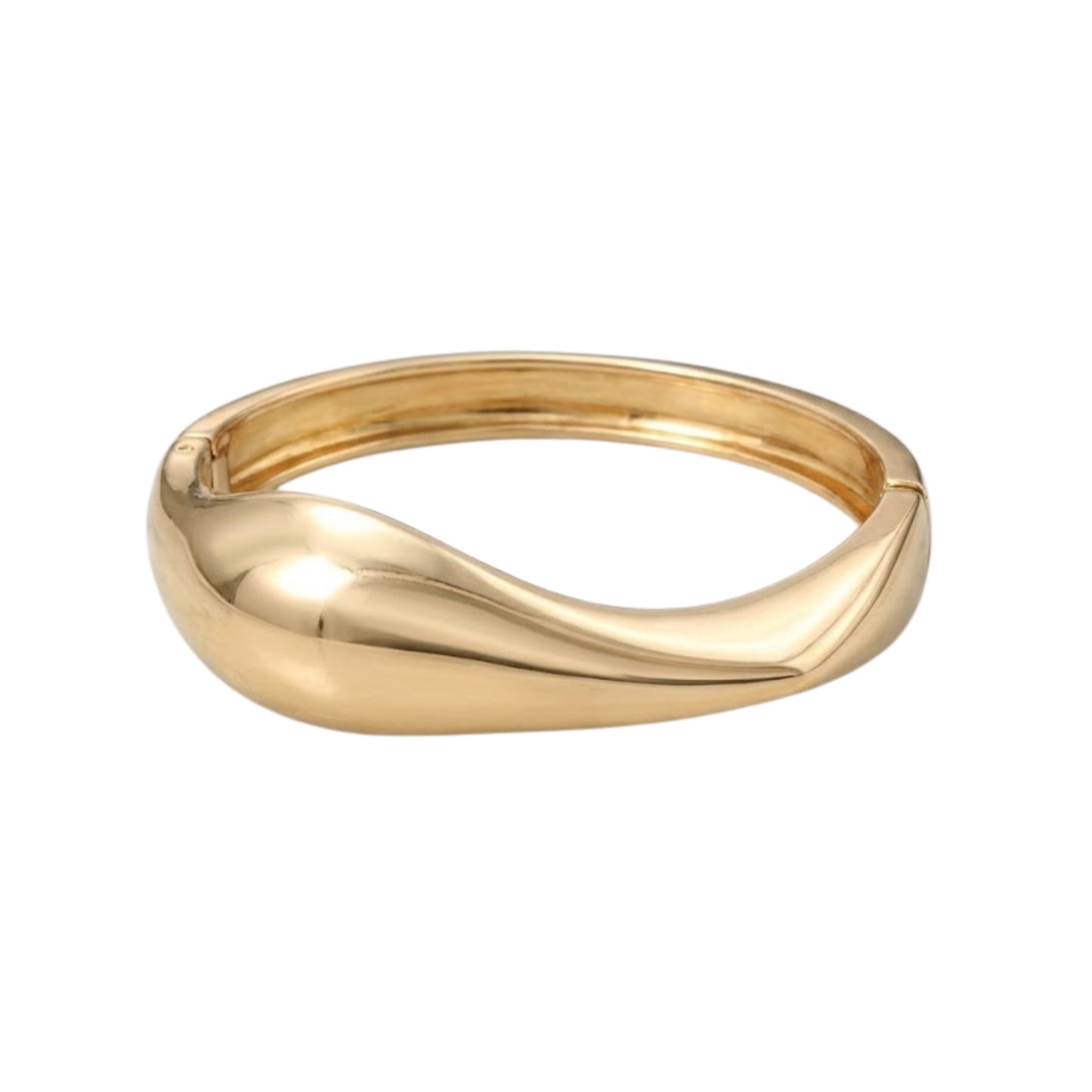 Sculpted Wave Gold-Tone Statement Bangle