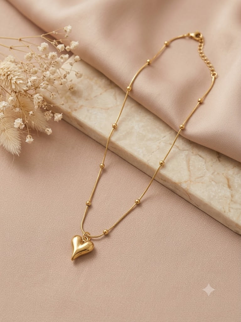 Golden Heart Pendant Necklace