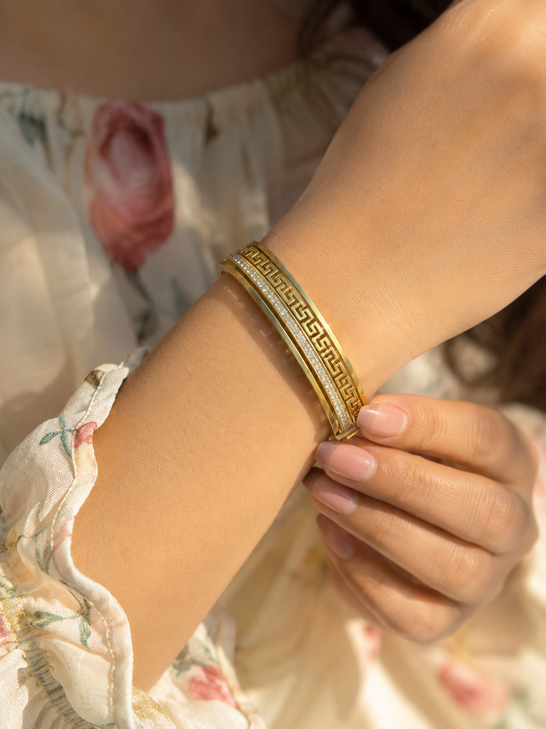 Imperial Greek Crystal Cuff Bracelet