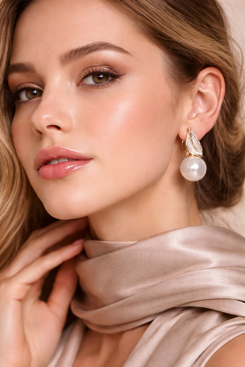 Pearl Drop Leaf Earrings